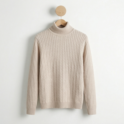 Men's High Neck Sweater - Warm Knit Fall Pullover