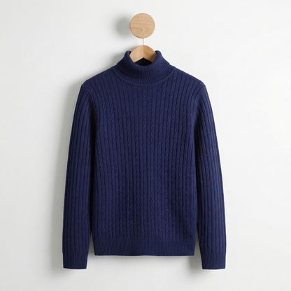 Men's High Neck Sweater - Warm Knit Fall Pullover