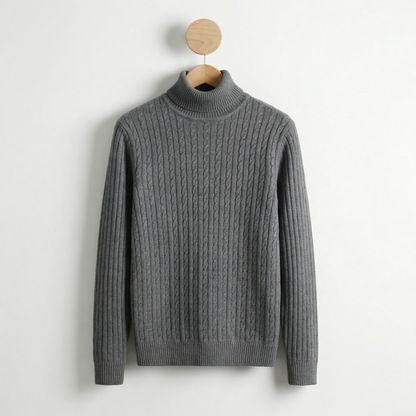 Men's High Neck Sweater - Warm Knit Fall Pullover