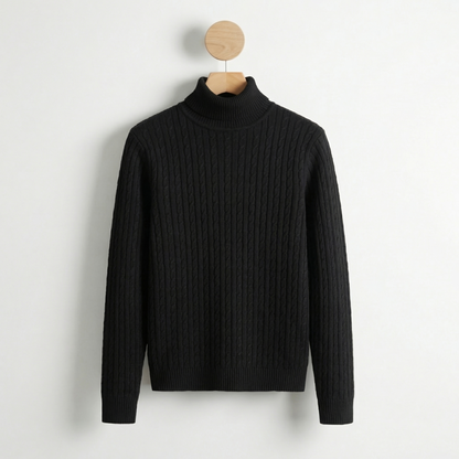 Men's High Neck Sweater - Warm Knit Fall Pullover