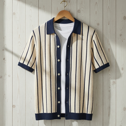Men's Knit Polo Shirt - Short Sleeve Casual Top