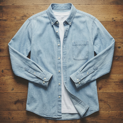 Men's Denim Shirt - Casual Button Down