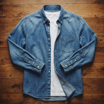 Men's Denim Shirt - Casual Button Down