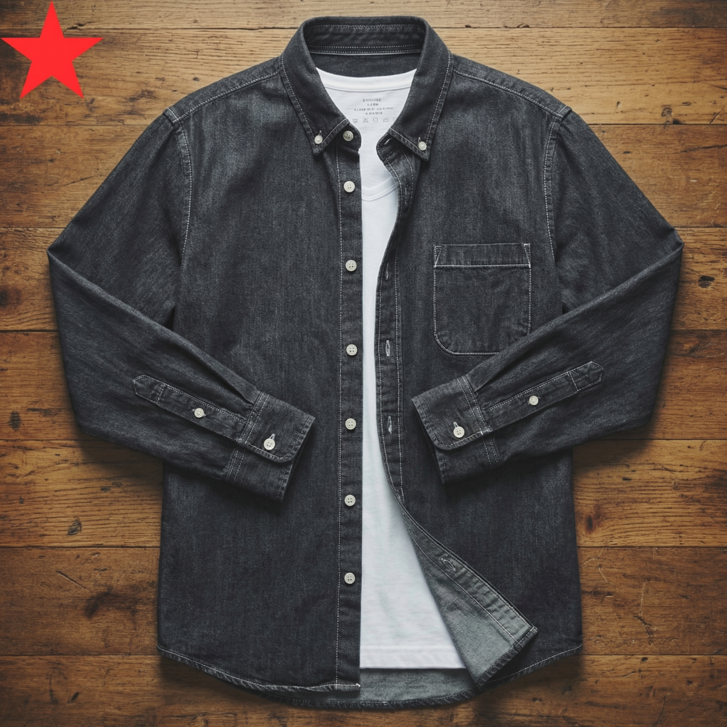 Men's Denim Shirt - Casual Button Down