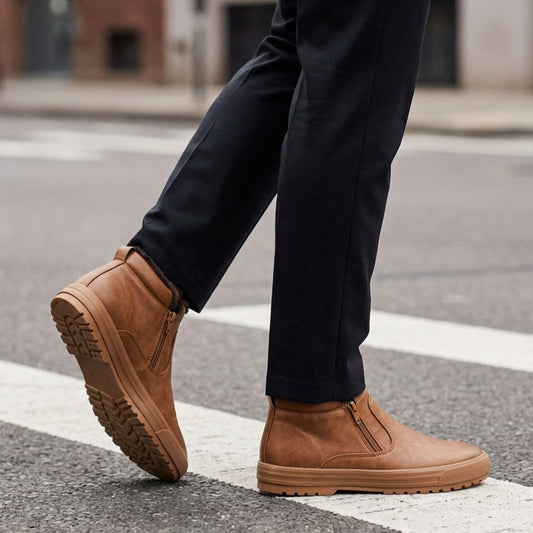 Men's Leather High Top Boots - Casual Lace Up Boots