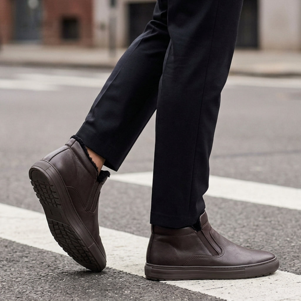 Men's Leather High Top Boots - Casual Lace Up Boots
