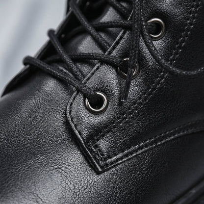 Men's Leather High Top Boots - Casual Lace Up Shoes
