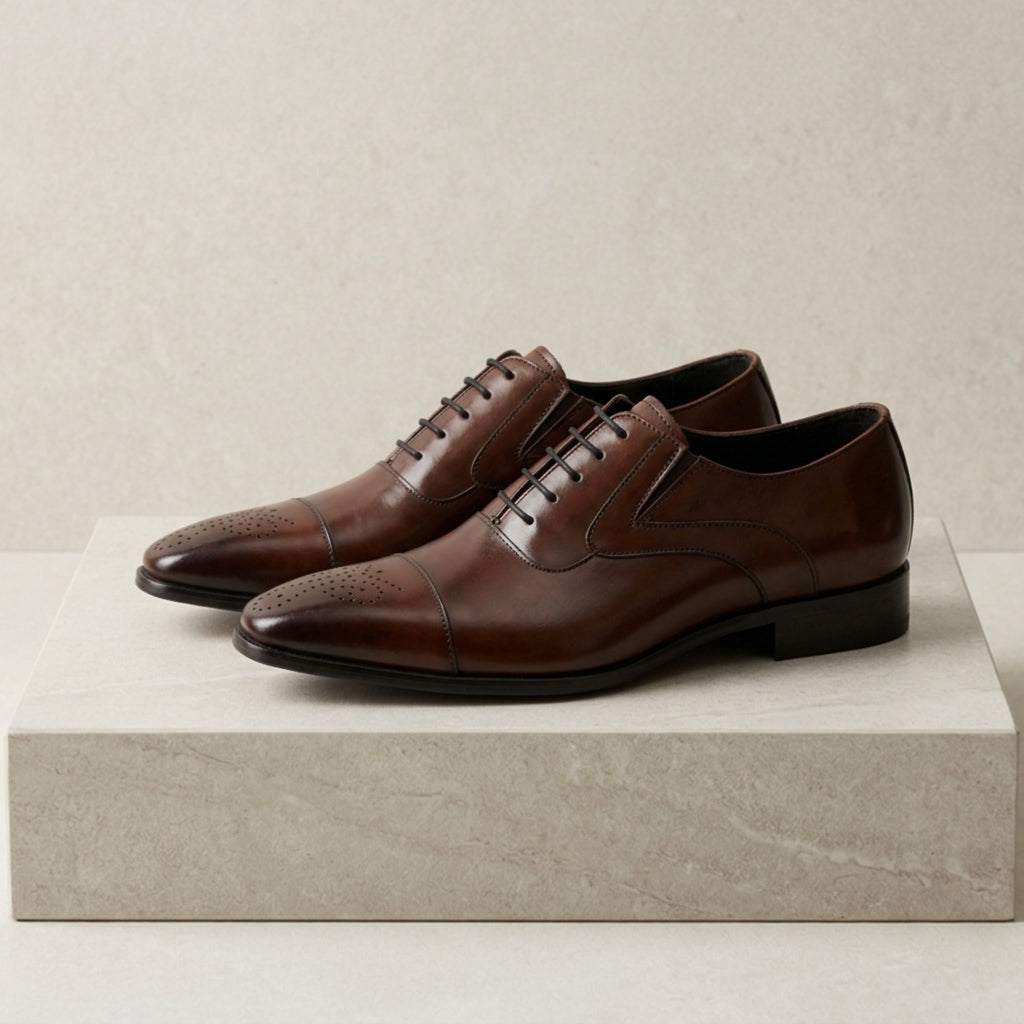 Men's Leather Brogue Shoes - Classic Dress Shoes