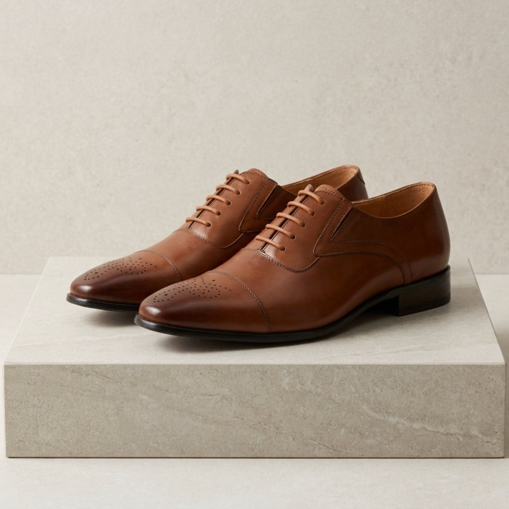 Men's Leather Brogue Shoes - Classic Dress Shoes