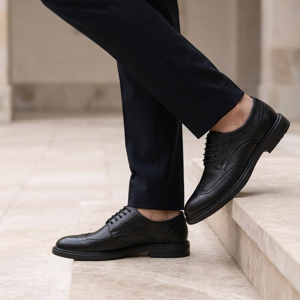 Men's Leather Brogue Shoes - Classic Dress Shoes