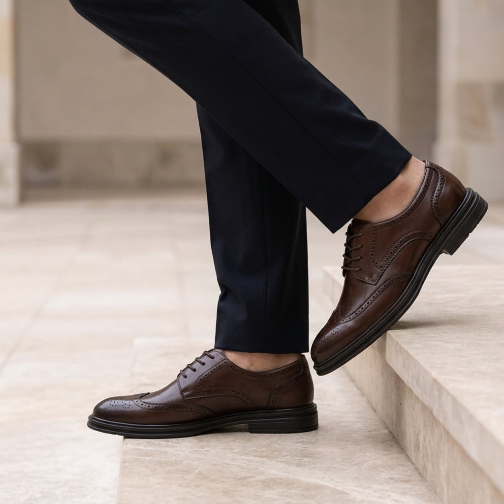 Men's Leather Brogue Shoes - Classic Dress Shoes