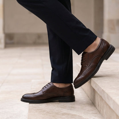 Men's Leather Brogue Shoes - Classic Dress Shoes