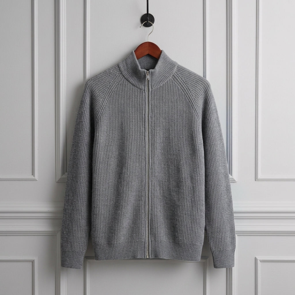 Men's Wool Vest - Zip Front Knit Casual Layering Vest