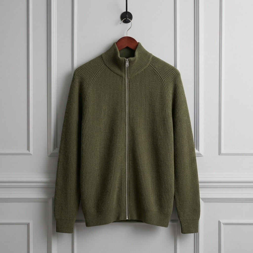 Men's Wool Vest - Zip Front Knit Casual Layering Vest
