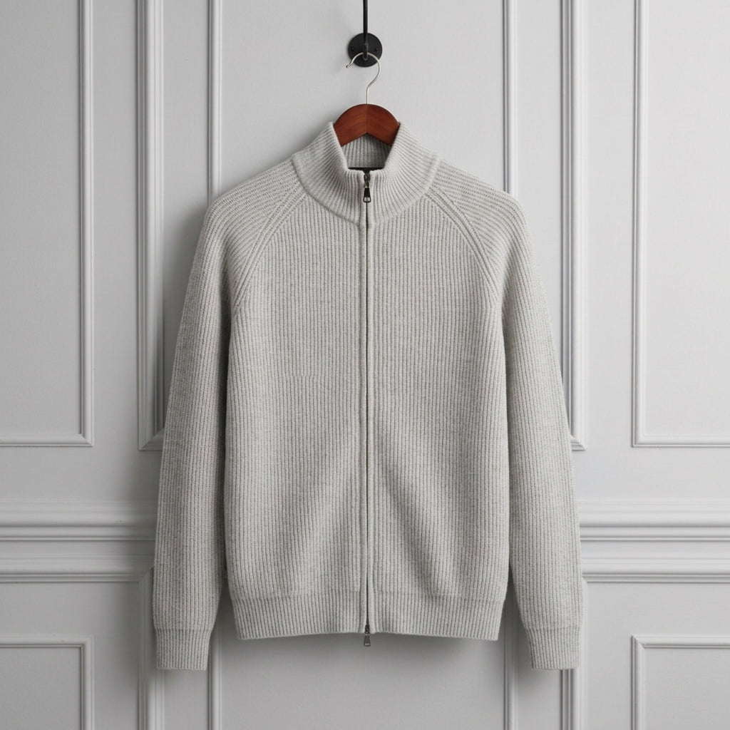 Men's Wool Vest - Zip Front Knit Casual Layering Vest