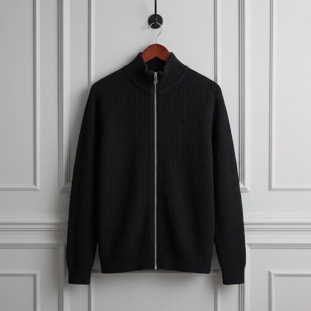 Men's Wool Vest - Zip Front Knit Casual Layering Vest