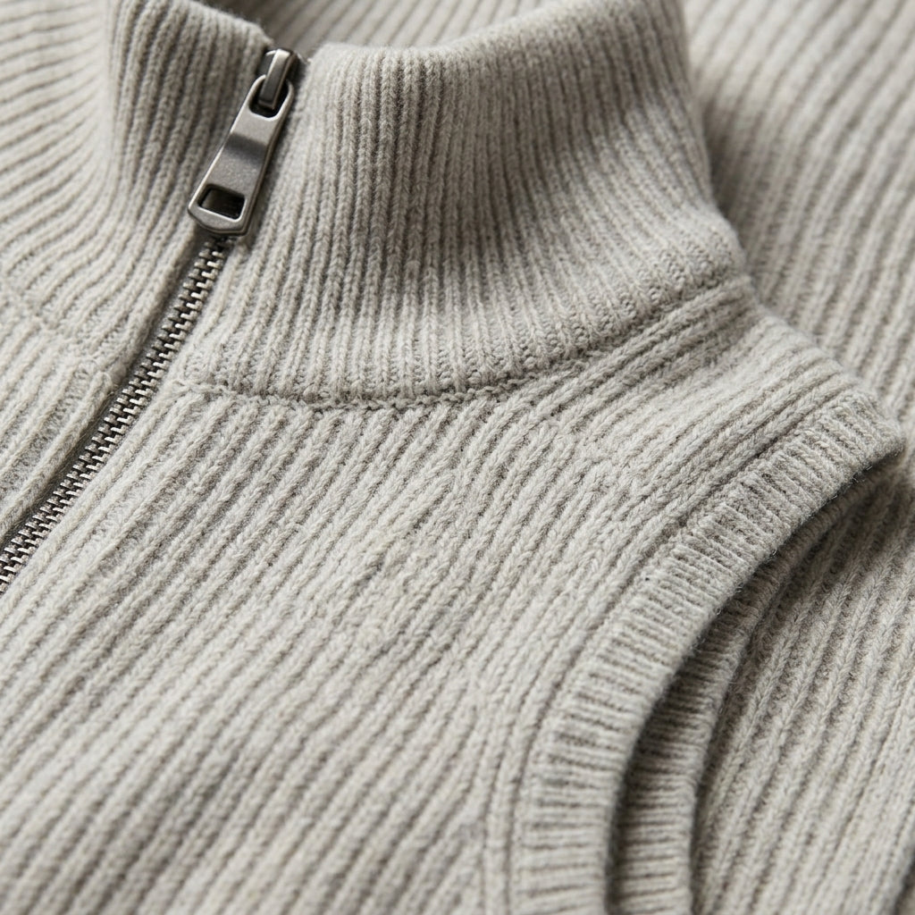Men's Wool Vest - Zip Front Knit Casual Layering Vest