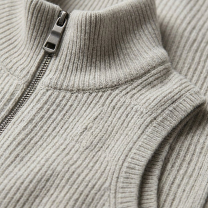 Men's Wool Vest - Zip Front Knit Casual Layering Vest