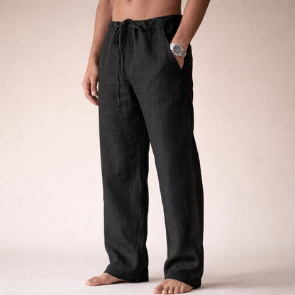 Men's Linen Trousers - Straight Fit Casual Summer Pants