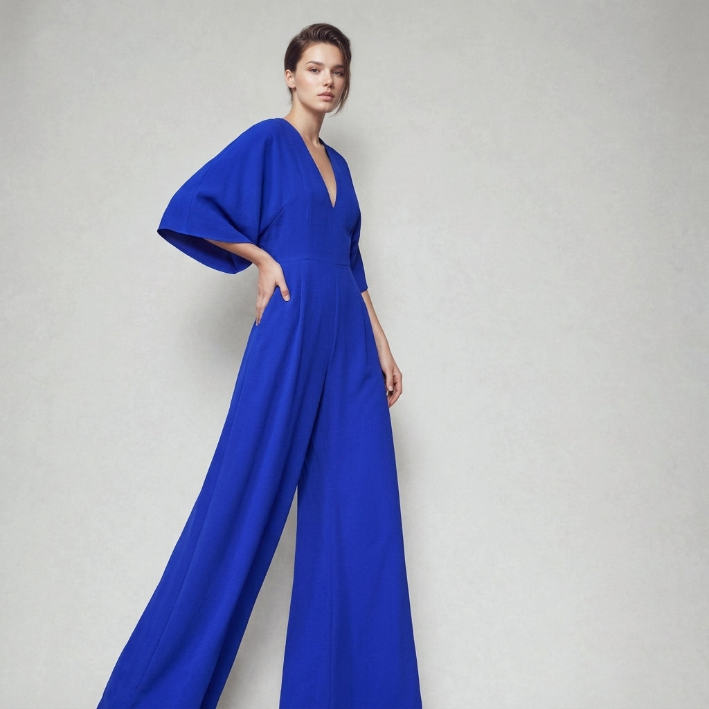 Women's Viscose Wide Leg Jumpsuit - Sleeveless Flowy Romper