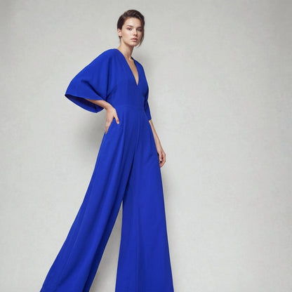 Women's Viscose Wide Leg Jumpsuit - Sleeveless Flowy Romper