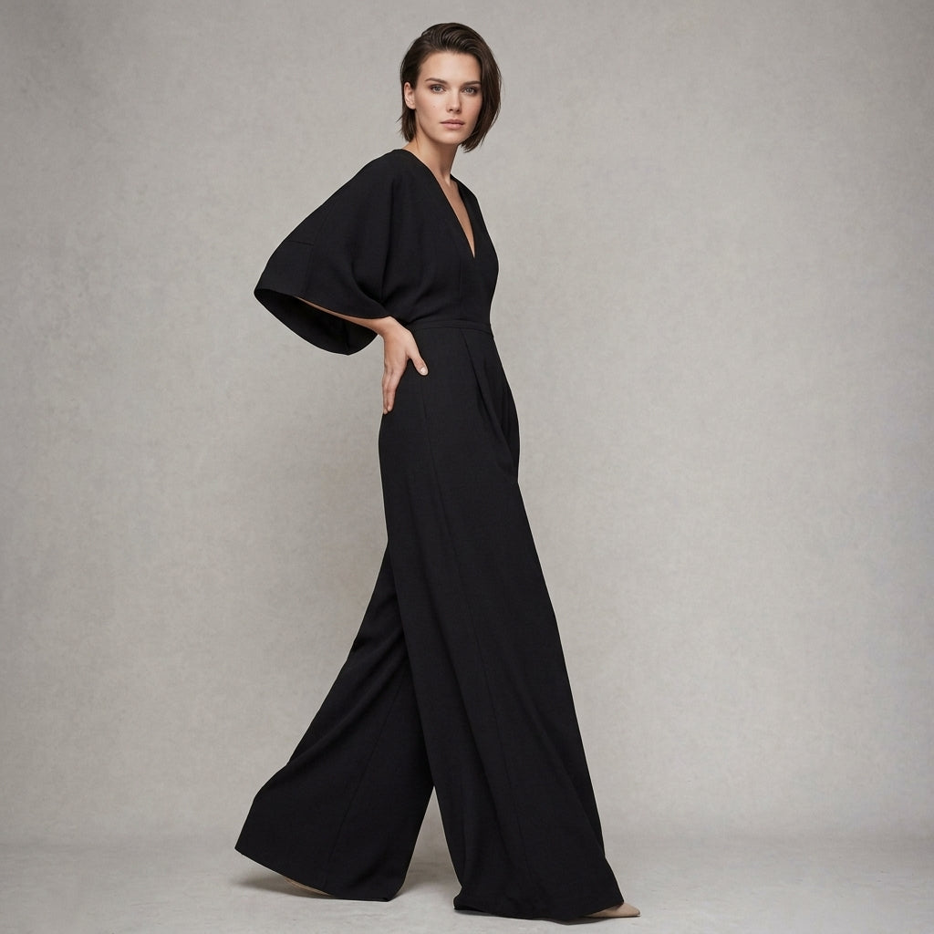 Women's Viscose Wide Leg Jumpsuit - Sleeveless Flowy Romper