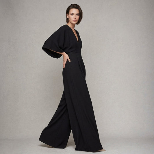 Women's Viscose Wide Leg Jumpsuit - Sleeveless Flowy Romper