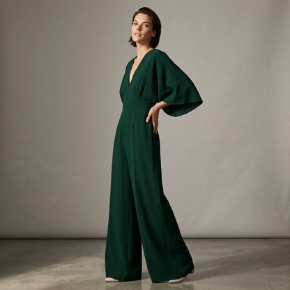 Women's Viscose Wide Leg Jumpsuit - Sleeveless Flowy Romper