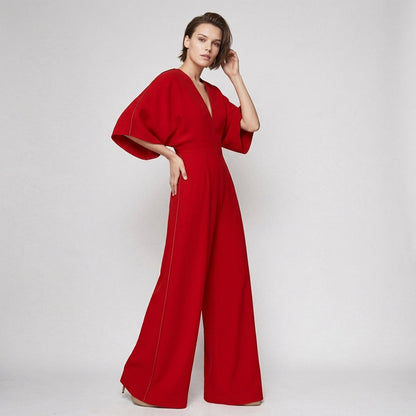 Women's Viscose Wide Leg Jumpsuit - Sleeveless Flowy Romper