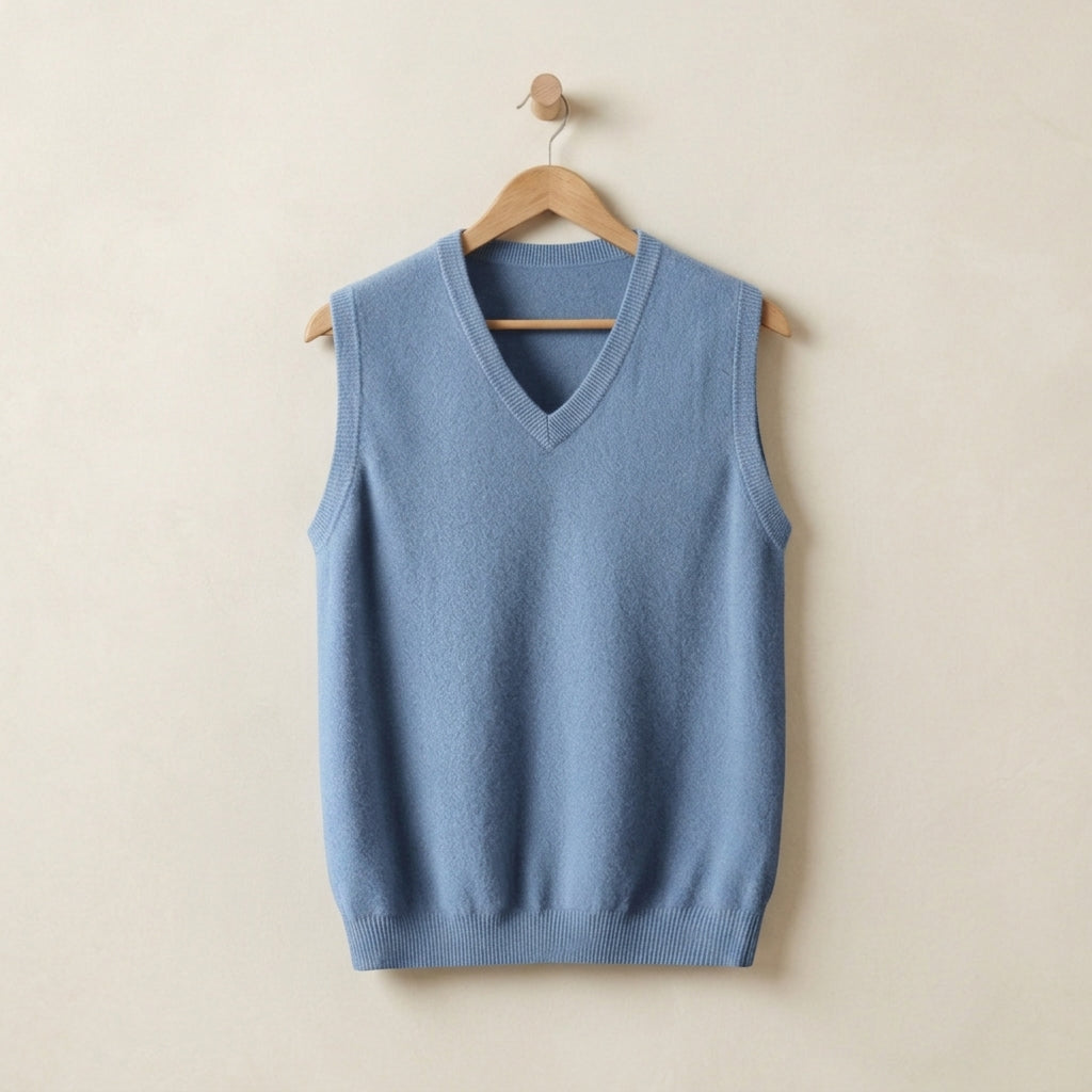 Men's Cashmere Vest - Soft Knit Layering Sweater