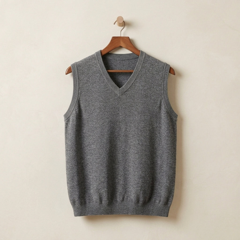 Men's Cashmere Vest - Soft Knit Layering Sweater