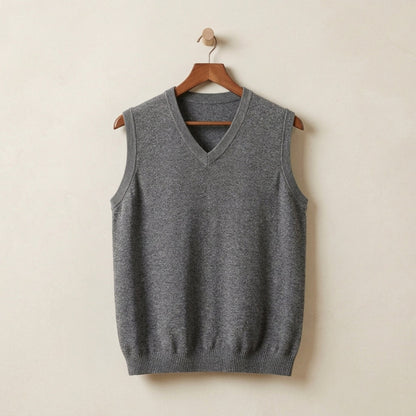 Men's Cashmere Vest - Soft Knit Layering Sweater