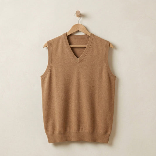 Men's Cashmere Vest - Soft Knit Layering Sweater