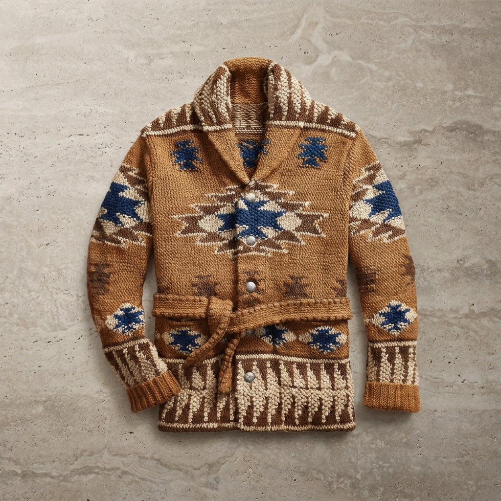 Men's Jacquard Cardigan - Button Front Knit Sweater