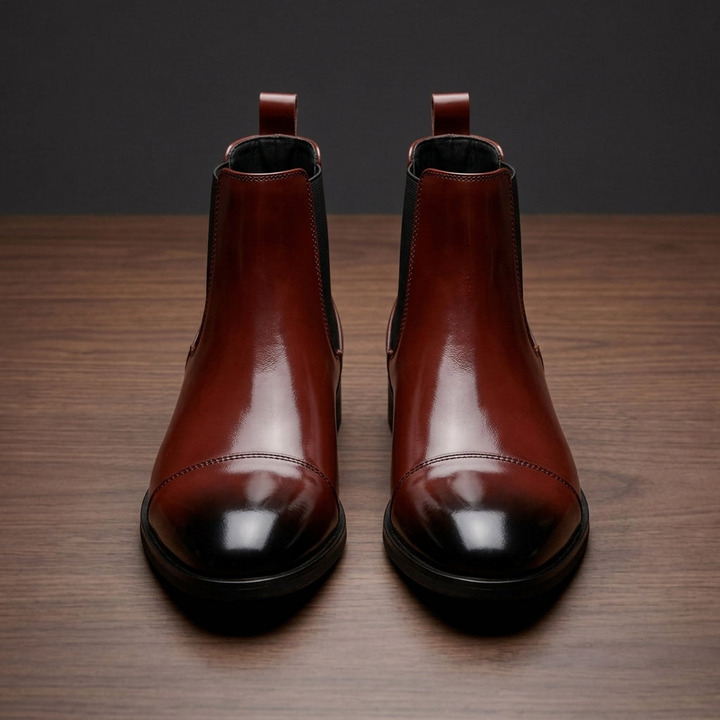 Men's Leather Chelsea Boots - Classic Slip On Ankle Boots