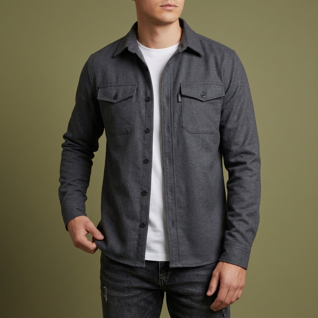 Men's Long Sleeve Overshirt - Casual Button Down Shirt