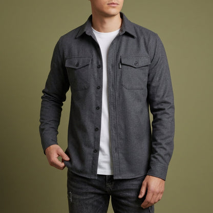 Men's Long Sleeve Overshirt - Casual Button Down Shirt