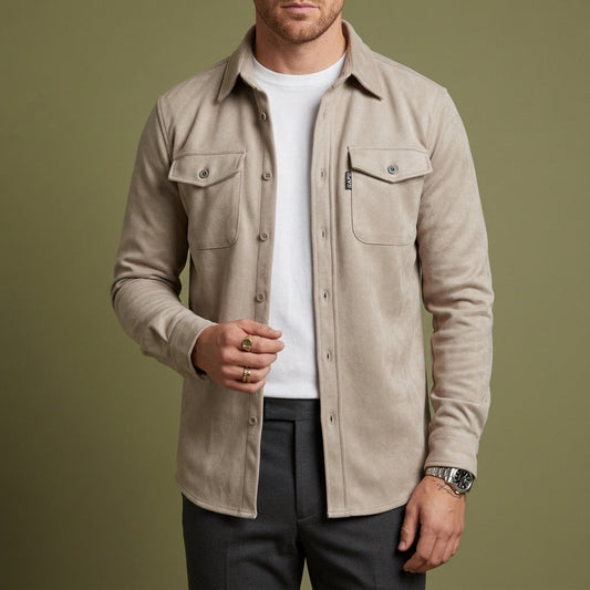 Men's Long Sleeve Overshirt - Casual Button Down Shirt