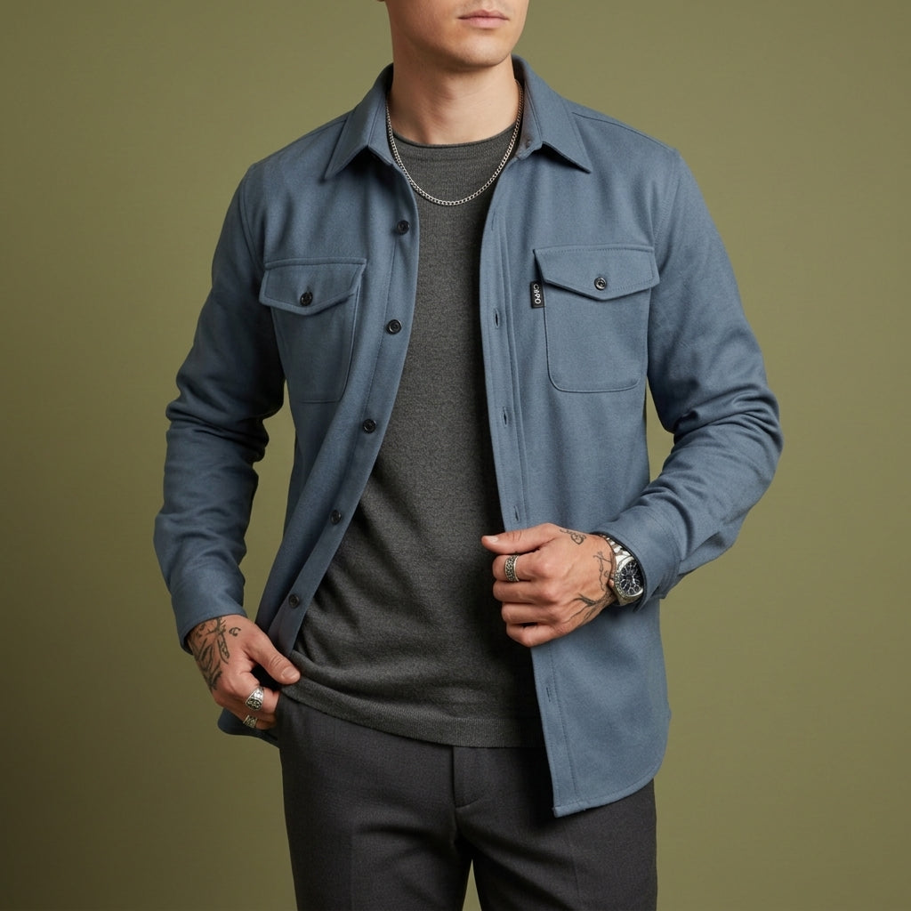Men's Long Sleeve Overshirt - Casual Button Down Shirt