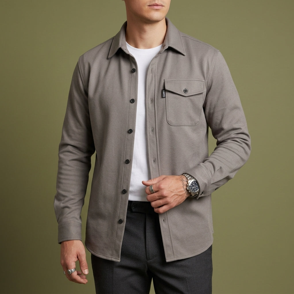 Men's Long Sleeve Overshirt - Casual Button Down Shirt