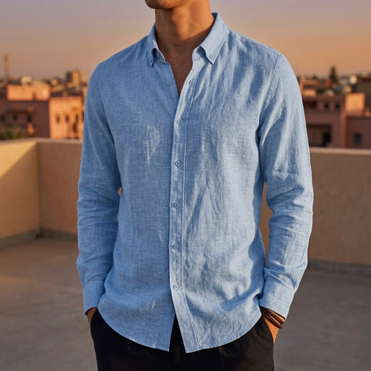 Men's Linen Shirt - Lightweight Casual Button Down