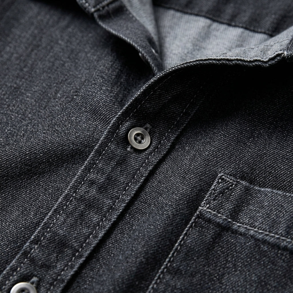 Men's Cotton Denim Shirt - Long Sleeve Casual Button Down