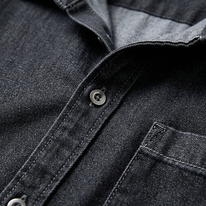 Men's Cotton Denim Shirt - Long Sleeve Casual Button Down