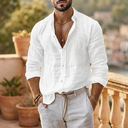 Men's Cotton Linen Shirt - Short Sleeve Breathable Summer Shirt