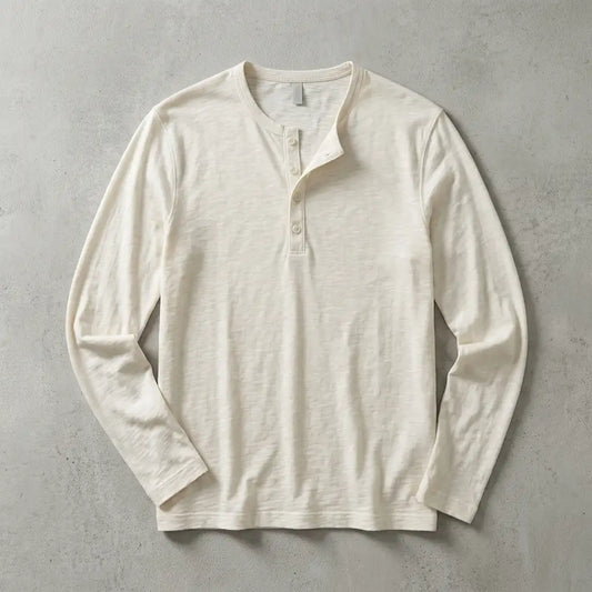 Men's Long Sleeve Henley Shirt - Casual Everyday Top