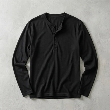 Men's Long Sleeve Henley Shirt - Casual Everyday Top
