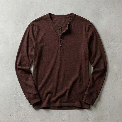 Men's Long Sleeve Henley Shirt - Casual Everyday Top