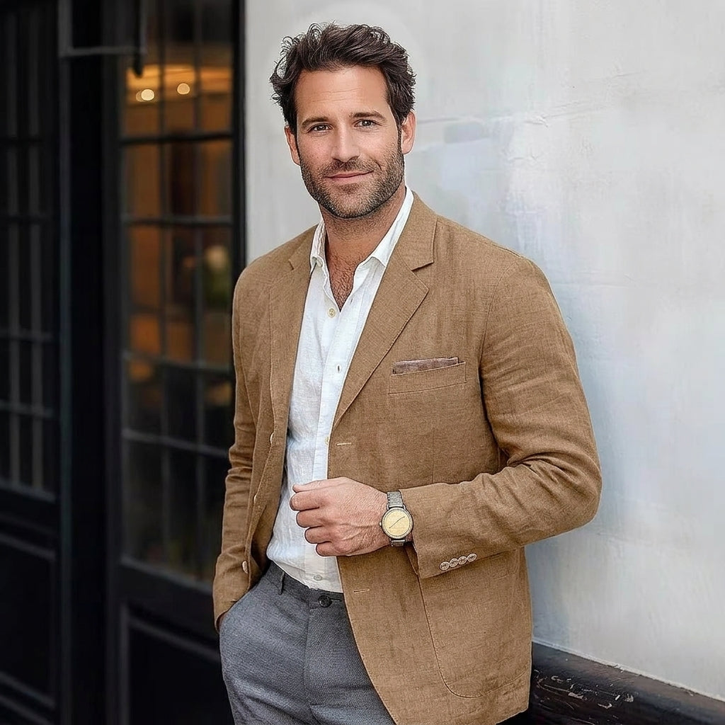 Men's Linen Blazer - Lightweight Summer Sport Coat