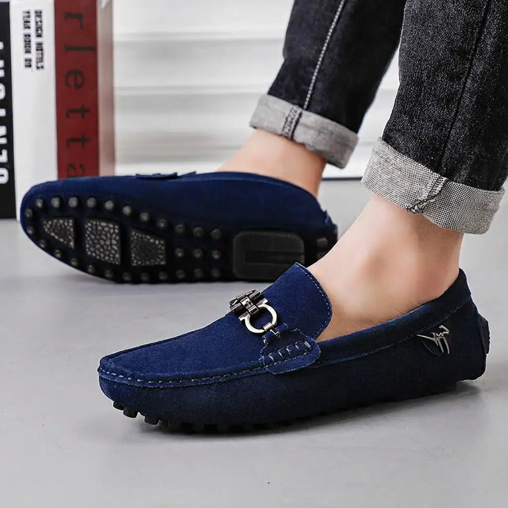 Men's Suede Loafers - Classic Casual Slip On Shoes