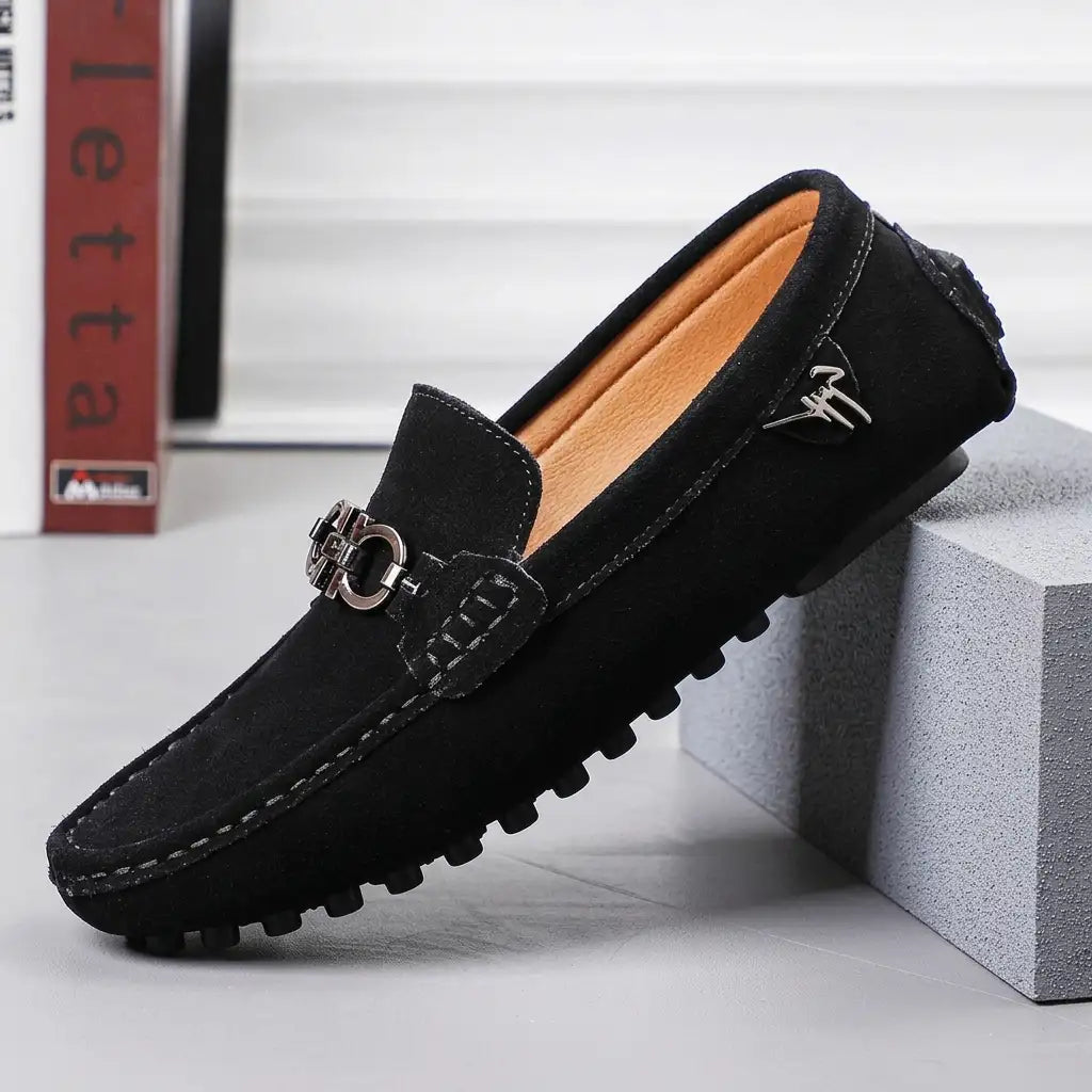 Men's Suede Loafers - Classic Casual Slip On Shoes